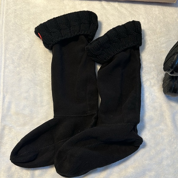 Hunter Black Gloss Tall rain boots with socks - Picture 10 of 11